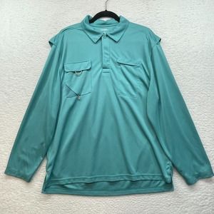 Gander Mountain Shirt Mens Large Green Polo Fishing Vented Anti Bacterial Hiking